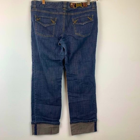 MICHAEL KORS Cuffed Jeans w/ Gold Accent Buckle Sz 14 - Picture 5 of 12